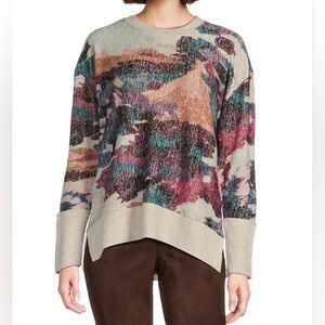 Westbound Knit Sweater Top Womens Size 3X Pink Grey Scenic Granny Grandma Retro